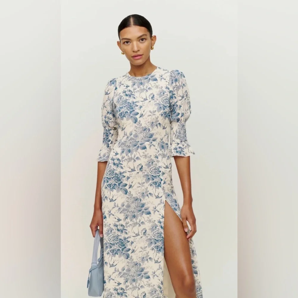 Reformation Carolena Dress Pompadour Size 8 - Picture 1 of 10